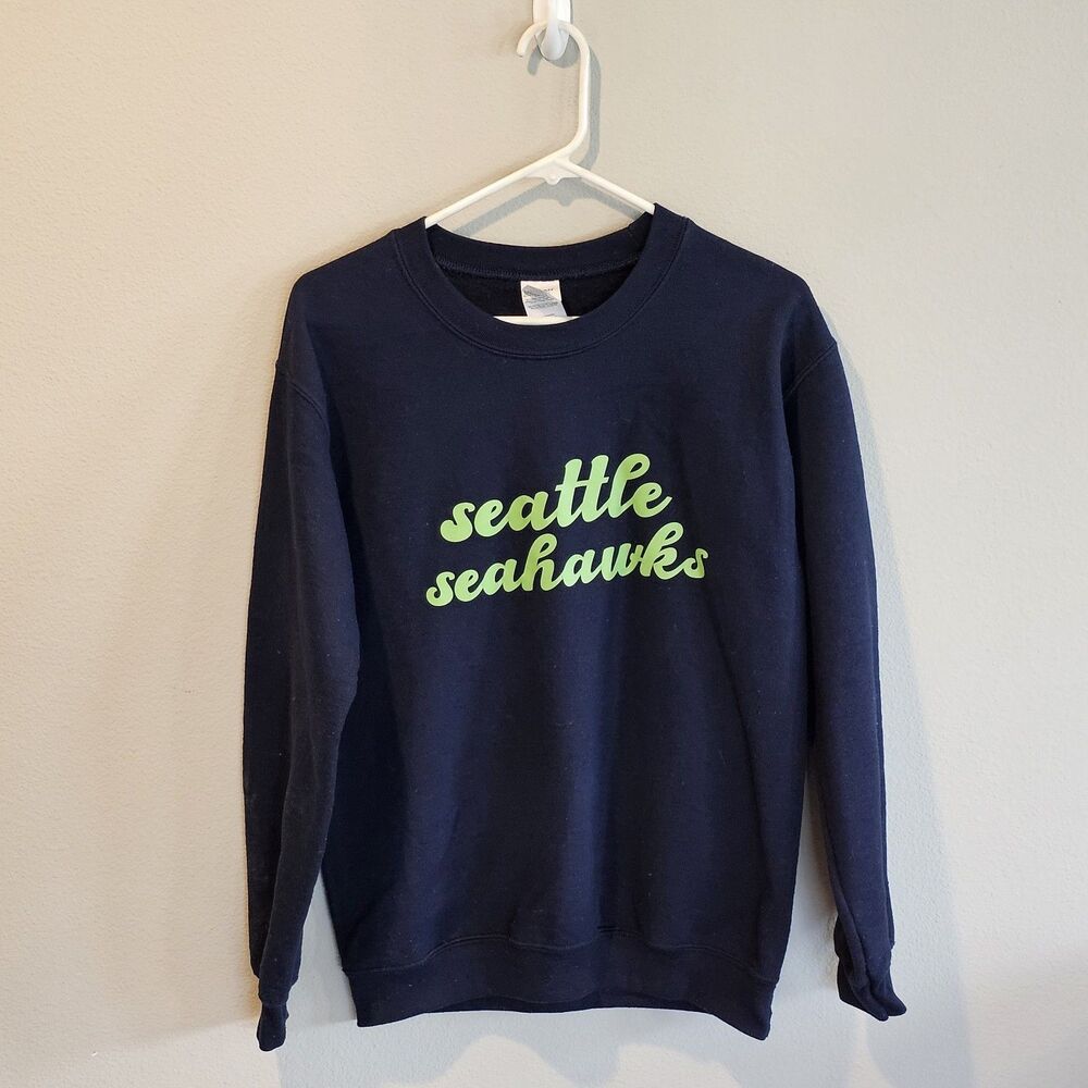 Vintage Seattle Seahawks Gildan Heavy Blend Long Sleeve Pullover Size S